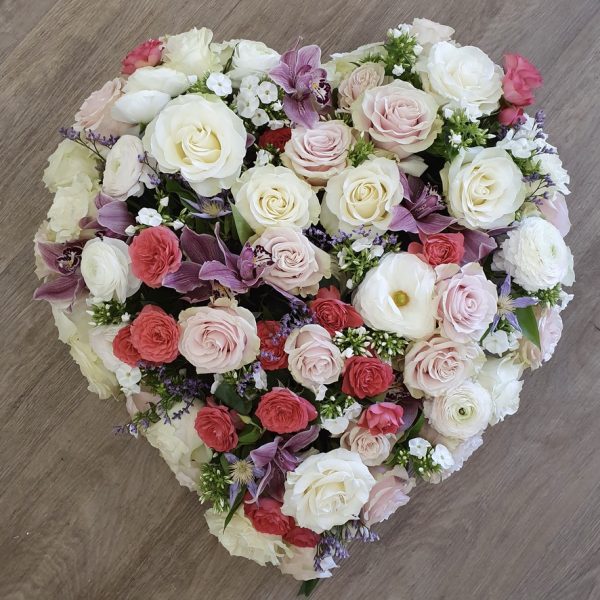 Coeur fleurs rose et blanc Marie Pétale Lyon