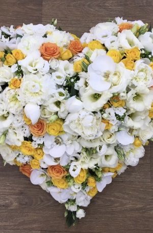 Coeur fleurs jaune et blanc Marie Pétale Lyon