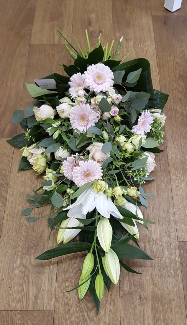 Bouquet plat rose et blanc Marie Pétale lyon
